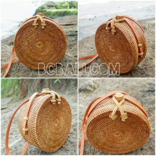 bali circle bags ata grass rattan strap handmade ethnic design